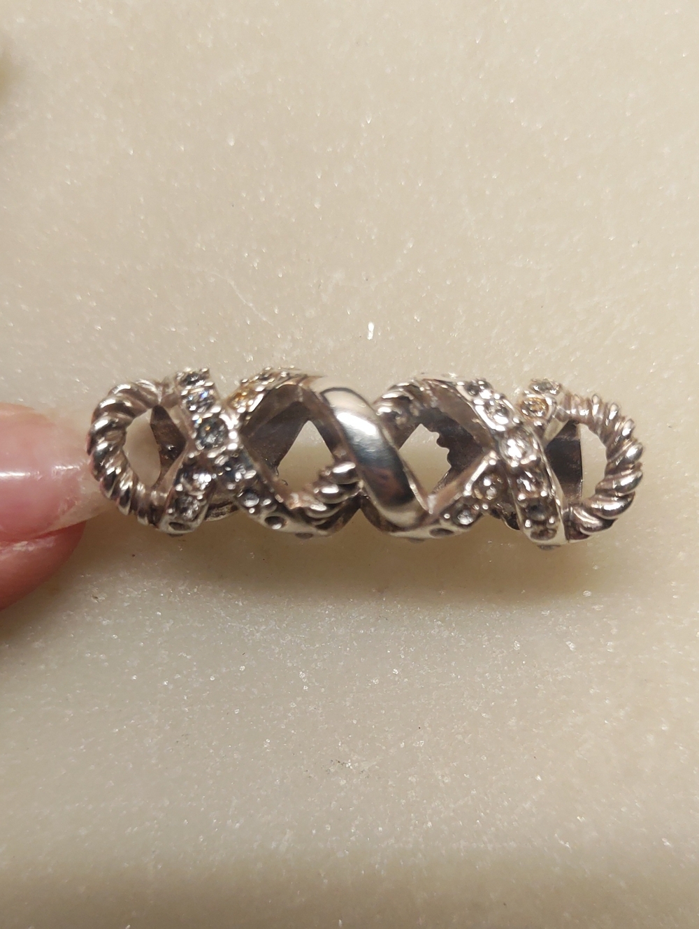 Brighton "Crossings" Swarovski Crystals Silver Long Bead Charm JC2090